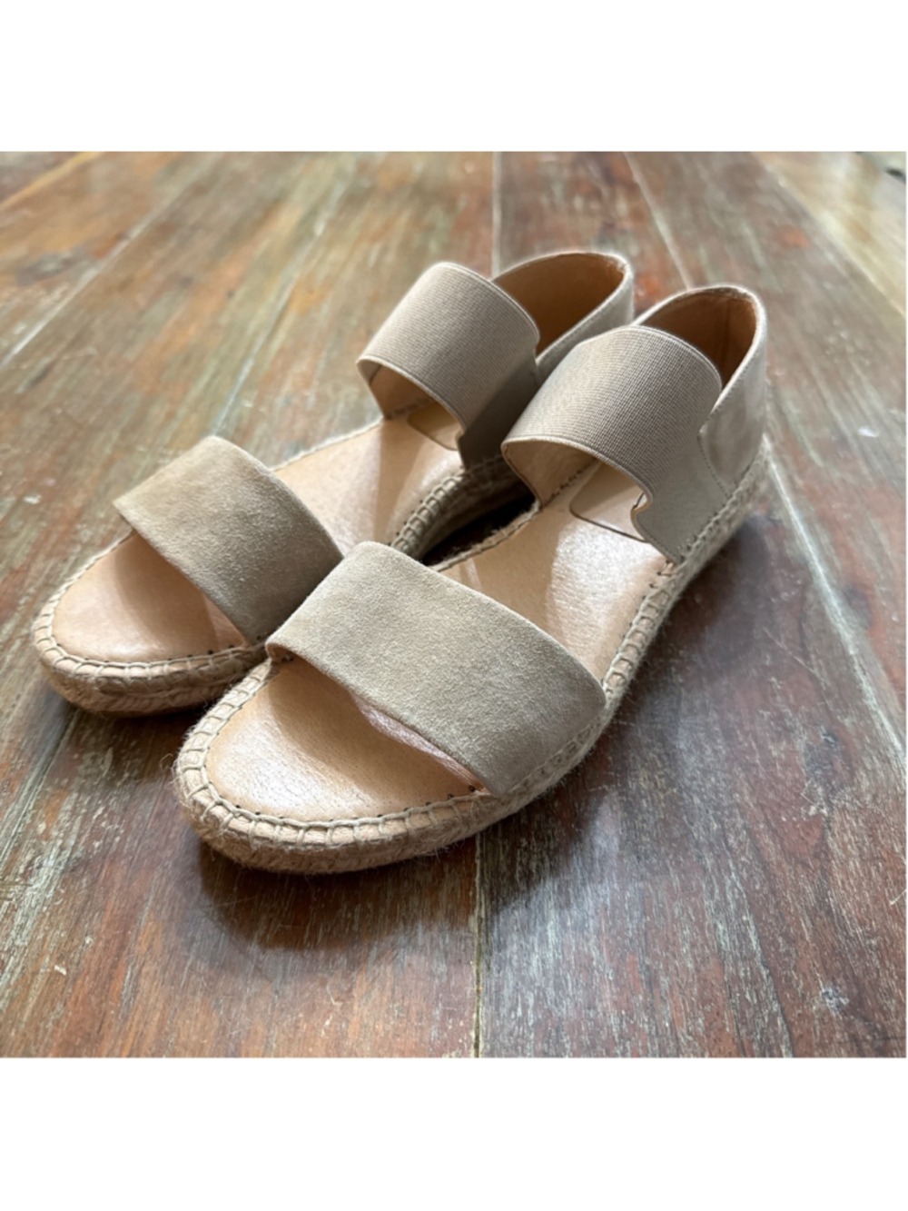 Kanna Spain Suede Espadrille Flat Sandals Taupe Beige Size 40 9